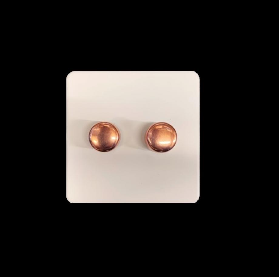 4G Matte white LED dimmer with a polished copper dimmer knob